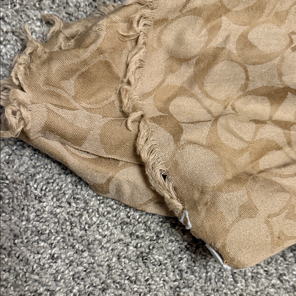 Coach Beige Patterned Scarf - Picture 5 of 5